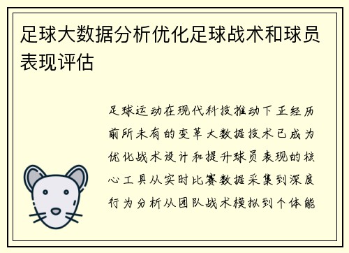 足球大数据分析优化足球战术和球员表现评估